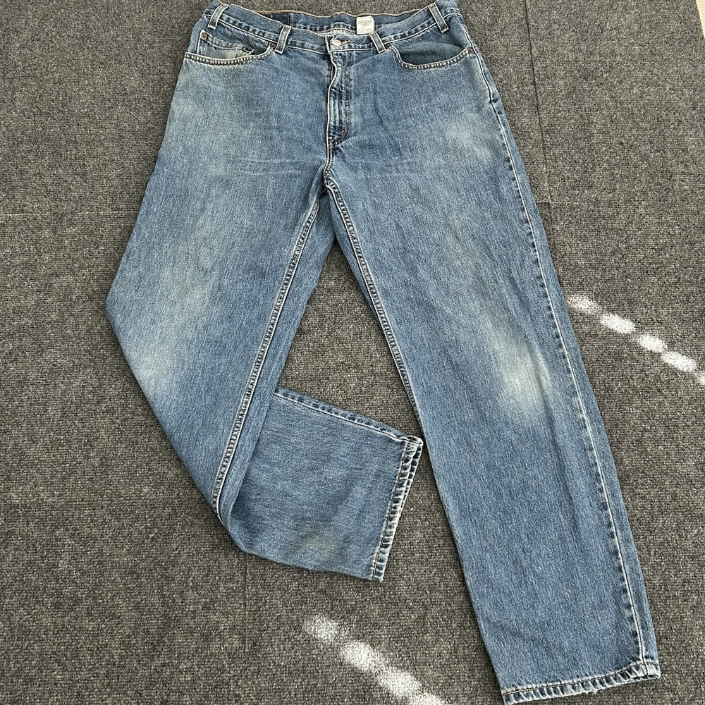 Vtg Levis Jeans Mens Fits 34x32* Blue Relaxed‎ Straight Leg Denim Distressed Y2K
